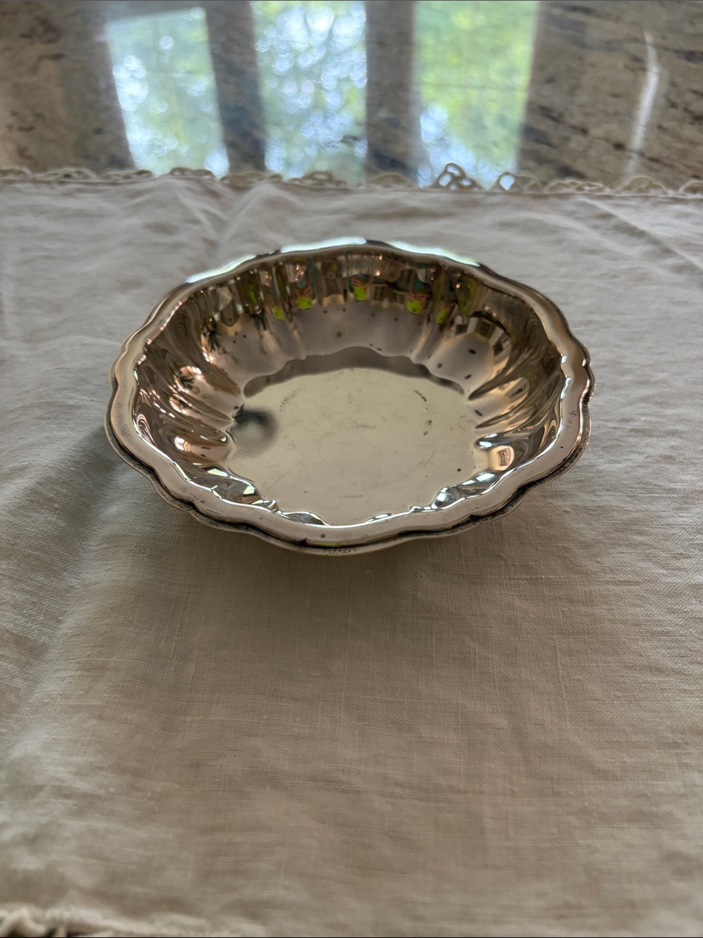 Elegant Silver Plated Scalloped Nut Bowl